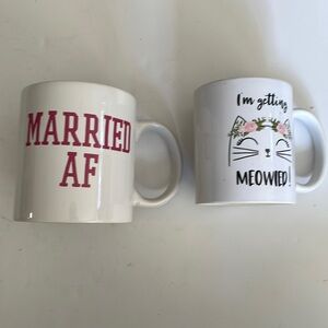 2 cup bundle wedding mugs Married AF and I’m getting meowied